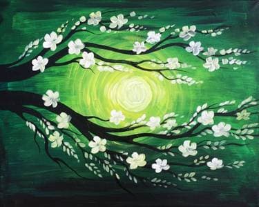 Green Sunset Bloom - Paint Nite event in Oakville, ON