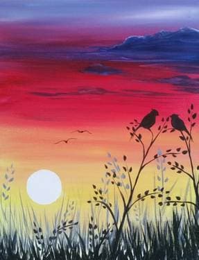 The Lovebirds - Paint and sip event at Nixx Pub in Calgary, AB - PaintNite.com