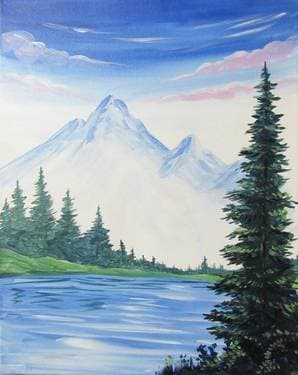 Happy Mountains and Pines - Paint Nite event in Edmonton, AB