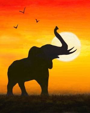 Elephant Sunset - Paint and sip event at Tony Roma's in Regina, SK - PaintNite.com