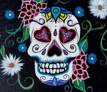 Hearts and Flowers Skull - Paint Nite event in Sonoma, CA