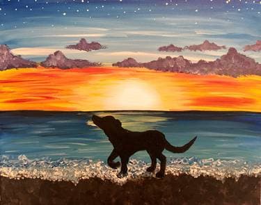 Dog on the Beach - Paint Nite event in Malden, MA