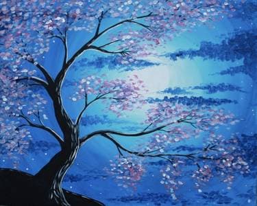 Blossoms in the Moonlight - Paint Nite event in Los Angeles , CA