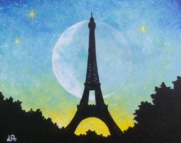 Starry Moonlit Paris - Paint and sip event at Longboard Margarita Bar in Pacifica, CA - PaintNite.com