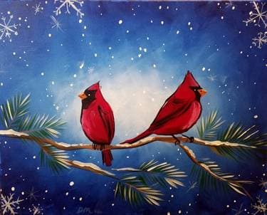 Cardinal Snowflakes - Paint Nite event in METHUEN, MA