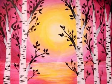 Sunset and Birch Trees - Paint Nite event in Wilder, KY