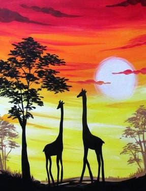 Giraffe Sunset Safari - Paint Nite event in Calgary , AB
