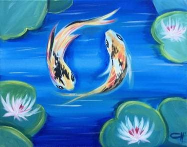 Koi Fish Yin Yang - Paint Nite event in Markham, ON
