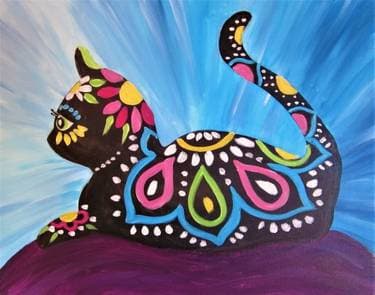 Illustrated Cat - Paint Nite event in SONOMA, CA