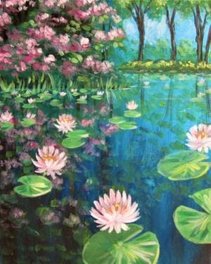 Lily Pond Reflections - Paint Nite event in Calgary, AB
