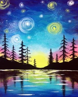 Starry Lake Sunset - Paint Nite event in Port Coquitlam, BC