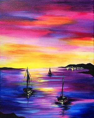Sunset Sailboat Silhouette - Paint Nite event in Malden, MA
