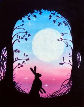The Rabbit and the Moon - Paint Nite event in Saskatoon, SK