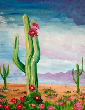 Desert Flowers - Paint Nite event in San Jose, CA