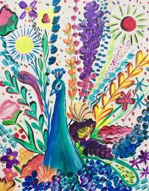 Rainbow Peacock Bouquet - Paint Nite event in  Richmond Hill, ON