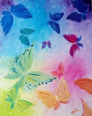 Rainbow Butterflies - Paint Nite event in Brampton, ON