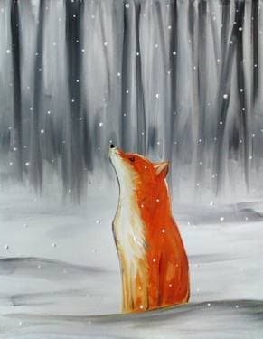 Winter Fox - Paint Nite event in Ventura, CA