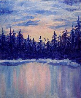Pine Trees on Frozen Lake - Paint Nite event in Toronto, ON