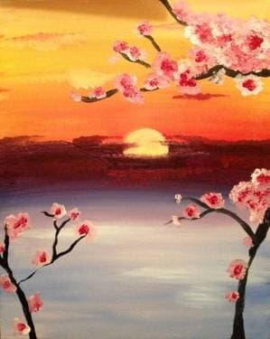 Cherry Blossom Mist - Paint Nite event in Burnaby, BC