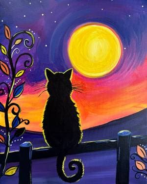 Autumn Moon Cat - Paint Nite event in Mississauga, ON