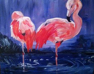 Flamingo Pair - Paint Nite event in Prince Frederick, MD