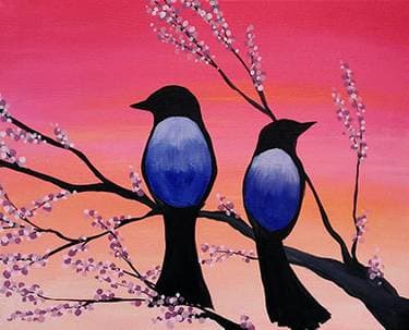 Birds in Bloom - Paint Nite event in Port Moody, BC