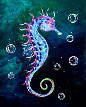 Mystic Seahorse - Paint Nite event in Claremont, CA