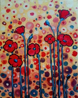 Poppies Klimt - Paint Nite event in Duarte, CA