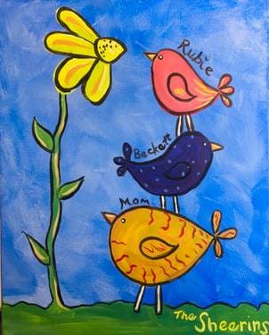 Family of Birds - Paint Nite event in Saskatoon, SK