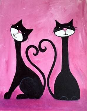 Two cats, one heart - Paint Nite event in Langley, BC