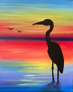 Heron At Sunset - Paint Nite event in Pierrefonds, QC