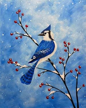 Blue Jay Snow Day - Paint Nite event in Pointe-Claire, QC