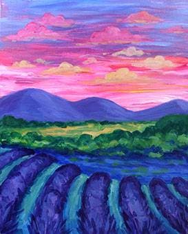 Sunset Over Lavender Field - Paint Nite event in Washington, MO