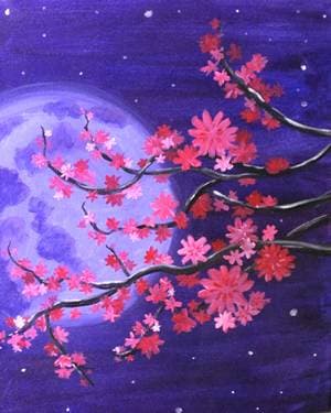 Cherry Blossom Moonlight - Paint and sip event at Dos Gringos Mesa in Mesa, AZ - PaintNite.com