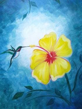 Hibiscus and Hummingbird - Paint Nite event in Roseville, CA