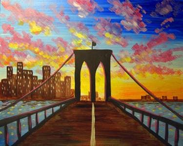 Brooklyn Sunset - Paint and sip event at Levittown Lanes Bar & Grill in Levittown , NY - PaintNite.com