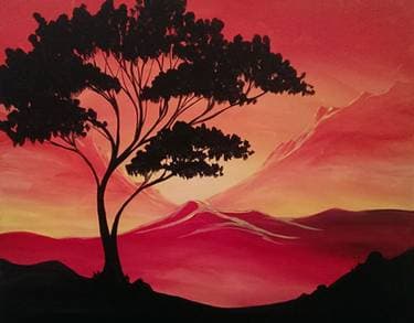 Safari Mountain Sunset - Paint Nite event in Edmonton, AB