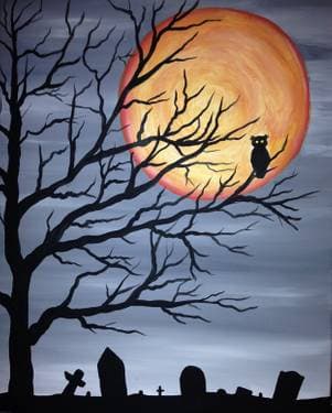 Spooky Tree Owl - Paint and sip event at Pita Jungle Ahwatukee in PHOENIX, AZ - PaintNite.com