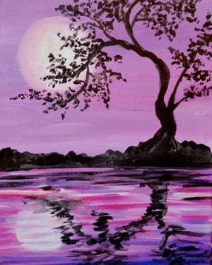 Lavender Moonlit Silhouette - Paint Nite event in Surrey, BC