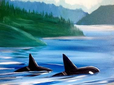 Coastal Orcas - Paint Nite event in Vancouver, BC
