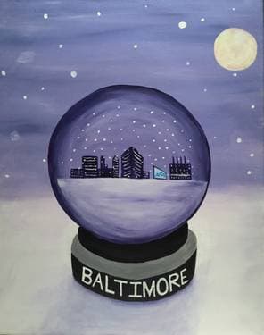 Baltimore Snow Globe - Paint and sip event at Of Love and Regret in Baltimore, MD - PaintNite.com
