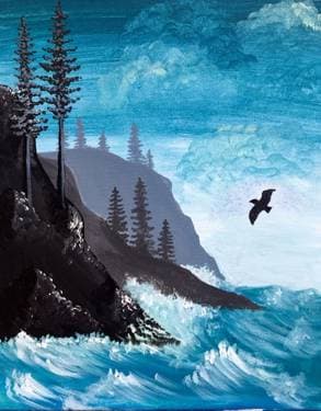Coastal Waves - Paint Nite event in Port Coquitlam, BC