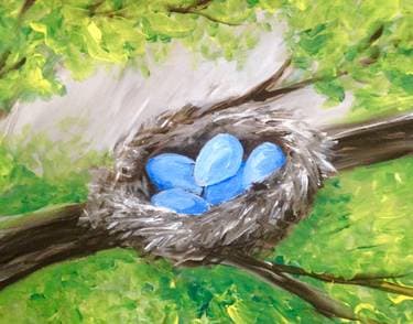 Blue Eggs in a Nest - Paint Nite event in LEXINGTON, MA