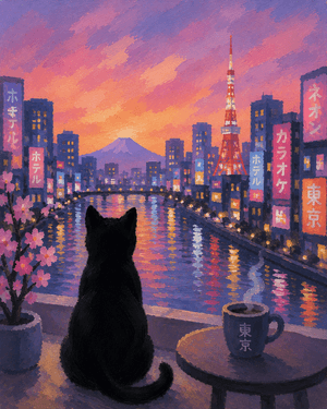 Cat in Tokyo - Paint Nite event in Napa, CA