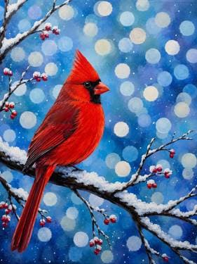 Cardinal Snowfall - Paint Nite event in Saint-Jean-sur-Richelieu, QC