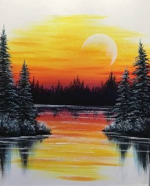 Warm Winter Lake - Paint Nite event in Etobicoke, ON