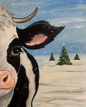 Cute Winter Cow - Paint Nite event in galt, CA