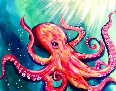 Orange Octopus - Paint Nite event in Markham, ON
