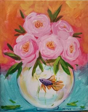 Betta Peonies - Paint Nite event in Barrie, ON