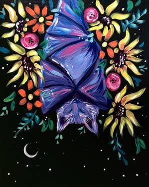 Autumn Floral Bat - Paint Nite event in Corvallis, OR